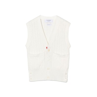 thom browne v neck baby cable cardigan vest