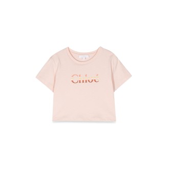 chloe' cropped logo t-shirt