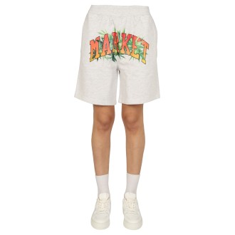 market logo print bermuda 