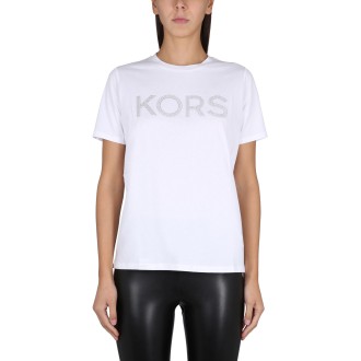 michael by michael kors t-shirt with studded logo