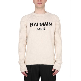 balmain crewneck sweater with logo