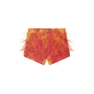 ALANUI Shorts Gialli e Arancioni Con Piume