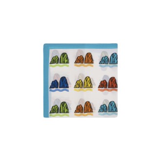 813 (OTTO TREDICI) Pochette In Seta Con Pattern Faraglioni in Azzurro/Multicolore