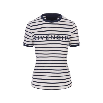GIVENCHY T-Shirt Slim GIVENCHY In Cotone a Righe Bianche e Blu Navy