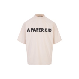 A PAPER KID T-Shirt Avorio Con Logo