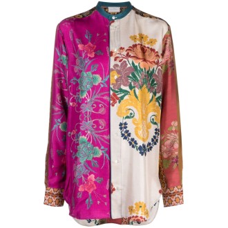 PIERRE LOUIS MASCIA camicia a maniche lunghe in stampa floreale all-over in seta multicolor