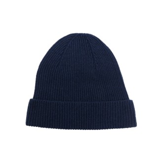 ALTEA cappello in lana vergine blu navy con lavorazione a coste