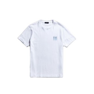 T-shirt di Fay, da uomo, colore bianco. Modello a manica corta, realizzato in jersey. Caratterizzato da triplo logo stampato sul davanti e scollo tondo. Vestibilità regolare. 