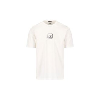 T-shirt di CP Company, da uomo, colore bianco.Realizzata in cotone, logo stampato davanti e dietrostampa grafica sul retro. 