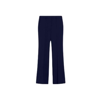 Pantalone HANGAR, di Sportmax, da donna, colore blu. Modello a zampa in tela di pura lana natural stretch dalla mano fluida. 