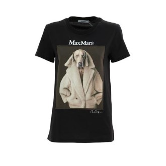 T-shirt VALIDO, di Max Mara, da donna, colore nero. Modello dal volume regolare, realizzata in morbido jersey di puro cotone, con scollo a giro e maniche corte. In occasione del 