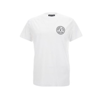 T-shirt di Versace Jeans Couture, da uomo, colore bianco. Modello girocollo bianca in jersey di cotone con stampa logo petto. 