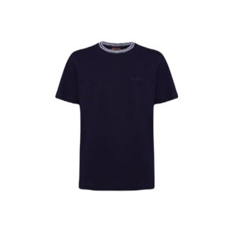 T-shirt di Missoni, da uomo, colore blu. Realizzata in cotone ricamato con logo in cotone blu di Missoni con colletto a contrasto, logo ricamato sul petto, maniche corte e orlo dritto. 