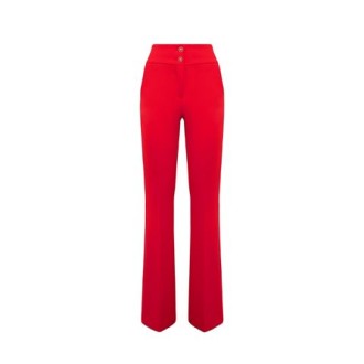 Pantalone di Blugirl, da donna, colore rosso. Modello vita alta con bottoni logo. Stretch. 