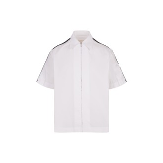 GIVENCHY Camicia Full-Zip Bianca Con Bande Logate