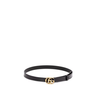 Gucci `Gg Marmont` Thin Belt With Shiny Buckle