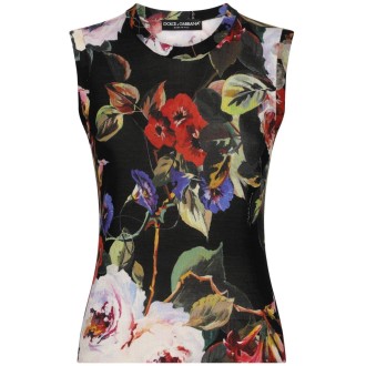Dolce & Gabbana `Flower Power` Cropped Tank Top