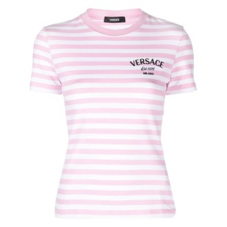 Versace Nautical Stripes And Logo `Still Versace` T-Shirt