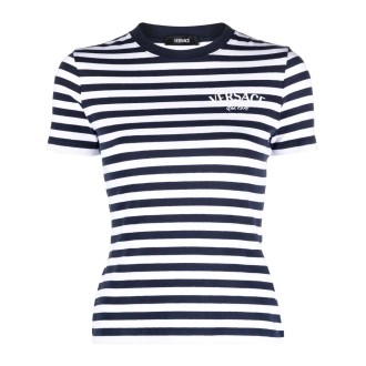 Versace Nautical Stripes And Logo `Still Versace` T-Shirt
