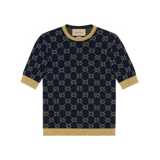 Gucci `Gg` Knit Crew-Neck Short Sleeve Sweater
