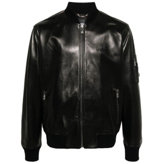 Versace `Versace` Embroidery Leather Blouson