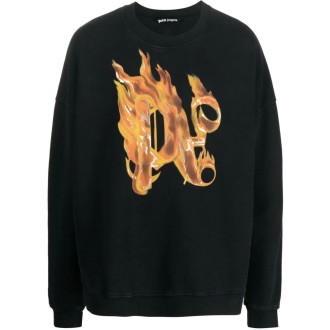 Palm Angels `Burning Monogram` Crew-Neck Sweatshirt