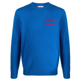 MC2 maglione blu royal in lana e cashmere con logo MC2 ricamato