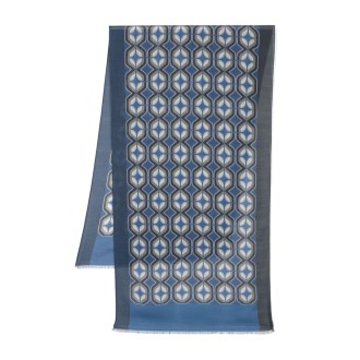 ALTEA sciarpa in lana e modal blu navy caratterizzata da jacquard fantasia