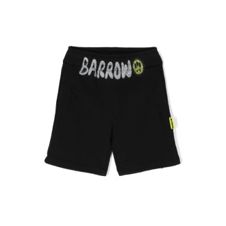 BARROW KIDS Shorts In Cotone Nero Con Logo