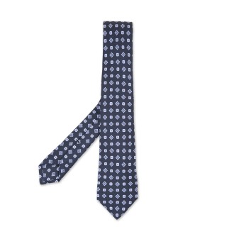 KITON Cravatta Blu Con Micro Pattern Geometrico