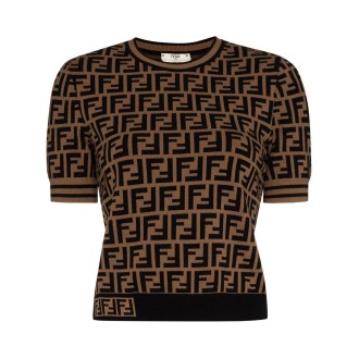 Fendi `Ff` Short-Sleeve Sweater