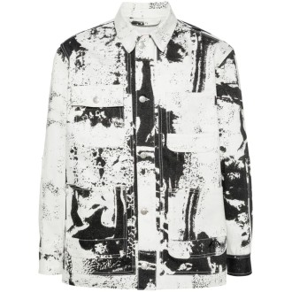 Alexander McQueen `Patch` `Allover Fold` Print Denim Jacket