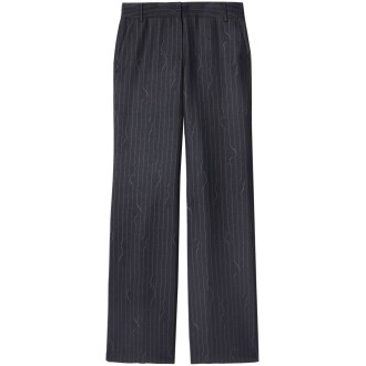 Off White Pinstripe Wide Pants