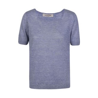 T-shirt La Fileria, da donna, colore azzurro. Modello scollo leggermente squadrato e maniche corte. 