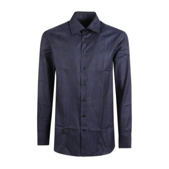 Camicia di Etro, da uomo, colore blu. Modello stampa paisley. Colletto classico e maniche lunghe. Chiusura frontale con bottoni. 