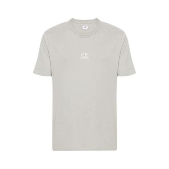 T-shirt di C.P. Company, da uomo, colore grigio. Modello girocollo e maniche corte. Tinta unita con logo frontale. 