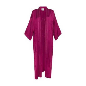 Kimono di Forte_Forte, da donna, colore rubino. Modello lungo jacquard, realizzato in viscosa lucida. Maniche a 3/4 ampie. 