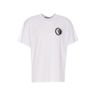 T-shirt di Versace, da uomo, colore bianco. Modello girocollo e maniche corte. Logo a contrasto nel petto. 
