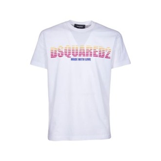 T-shirt di Dsquared2, da uomo, colore bianco. Modello girocollo e maniche corte. Stampa logo frontale. 