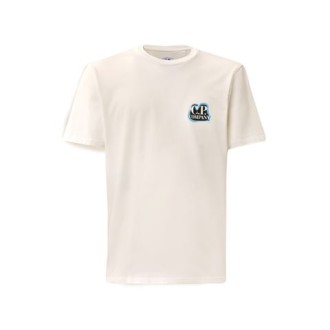 T-shirt di C.P Company, da uomo, colore bianco. Modello girocollo e  maniche corte. Logo petto e sul retro stampa. 