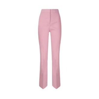 Pantalone HULKA di Pinko, da donna, colore rosa. Modello vita alta con fondo gamba leggermente ampio. 