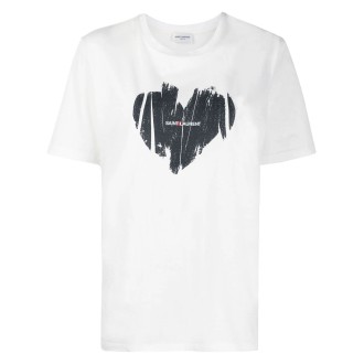 Saint Laurent `Saint Laurent Heart` Crew-Neck T-Shirt