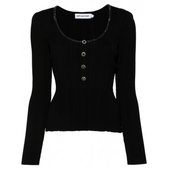 Self-Portrait Embellished Knit Top