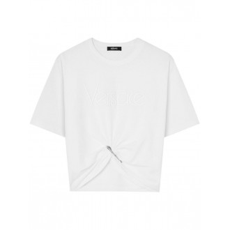Versace `Versace` Logo Embroidery T-Shirt
