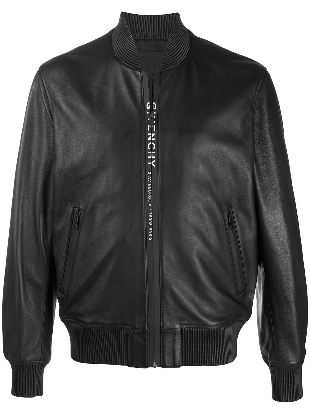 GIVENCHY Man Bomber Jacket In Black Leather With Logoed Zip