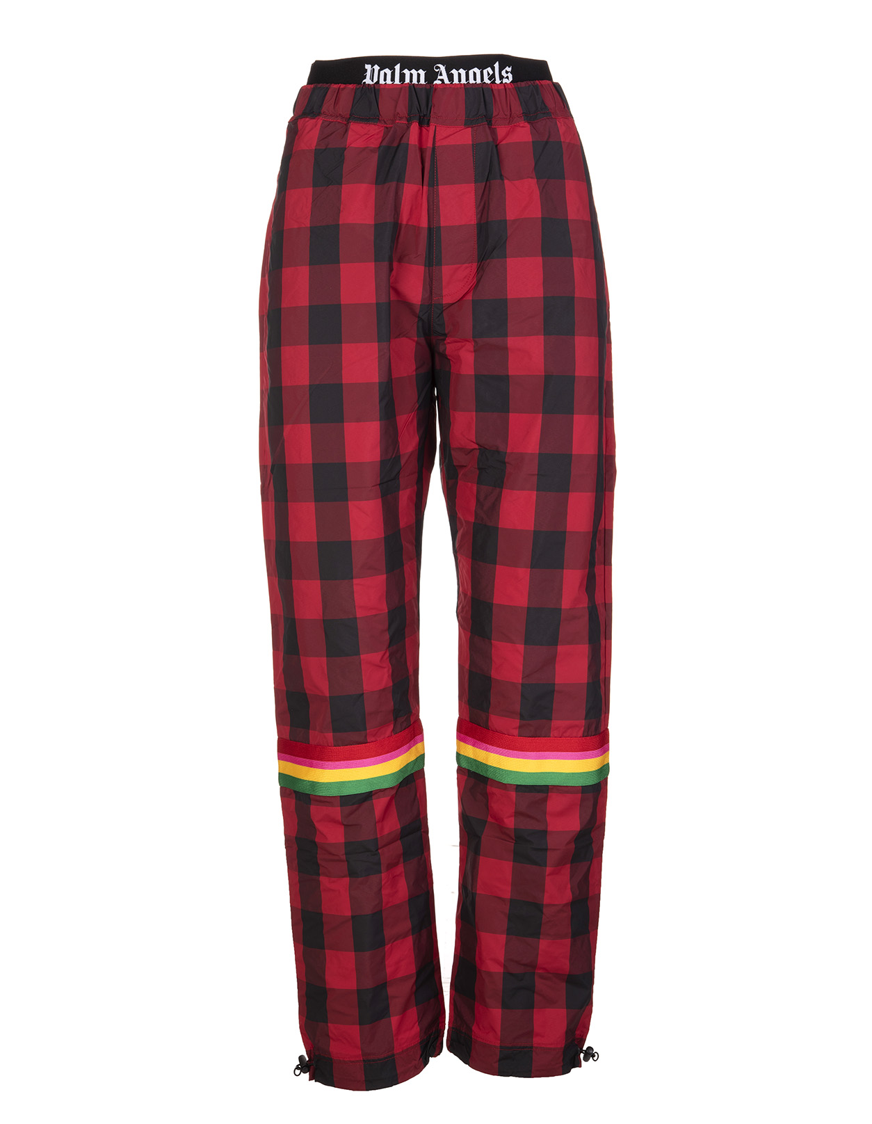 PALM ANGELS Woman Black And Red Check Buffalo Joggers