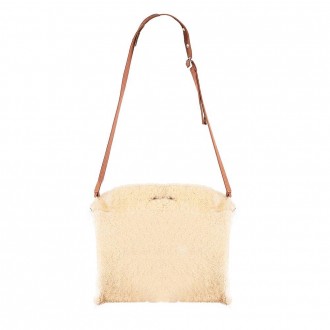 Bustone Bag In Soft Gold And Camel Shearling