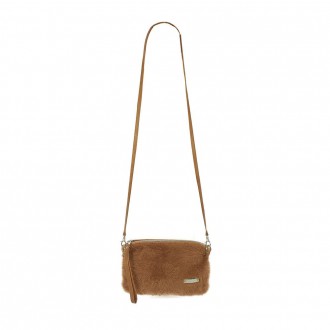 Shoulder Strap In Camel-colored Shearling