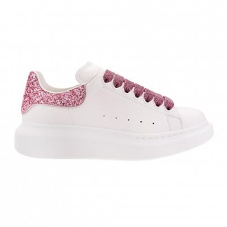 White Oversize Sneakers With Pink Glitter White Oversize Sneakers With Pink Glitter