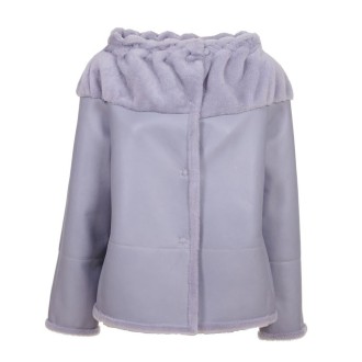 Ice-colored Shearling Jacket, With Particular Gathered Collar